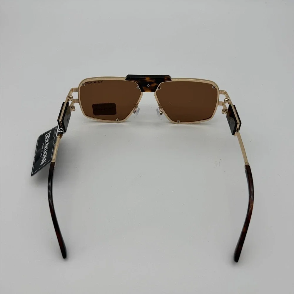 True‎ Religion Gold and Brown Sunglasses